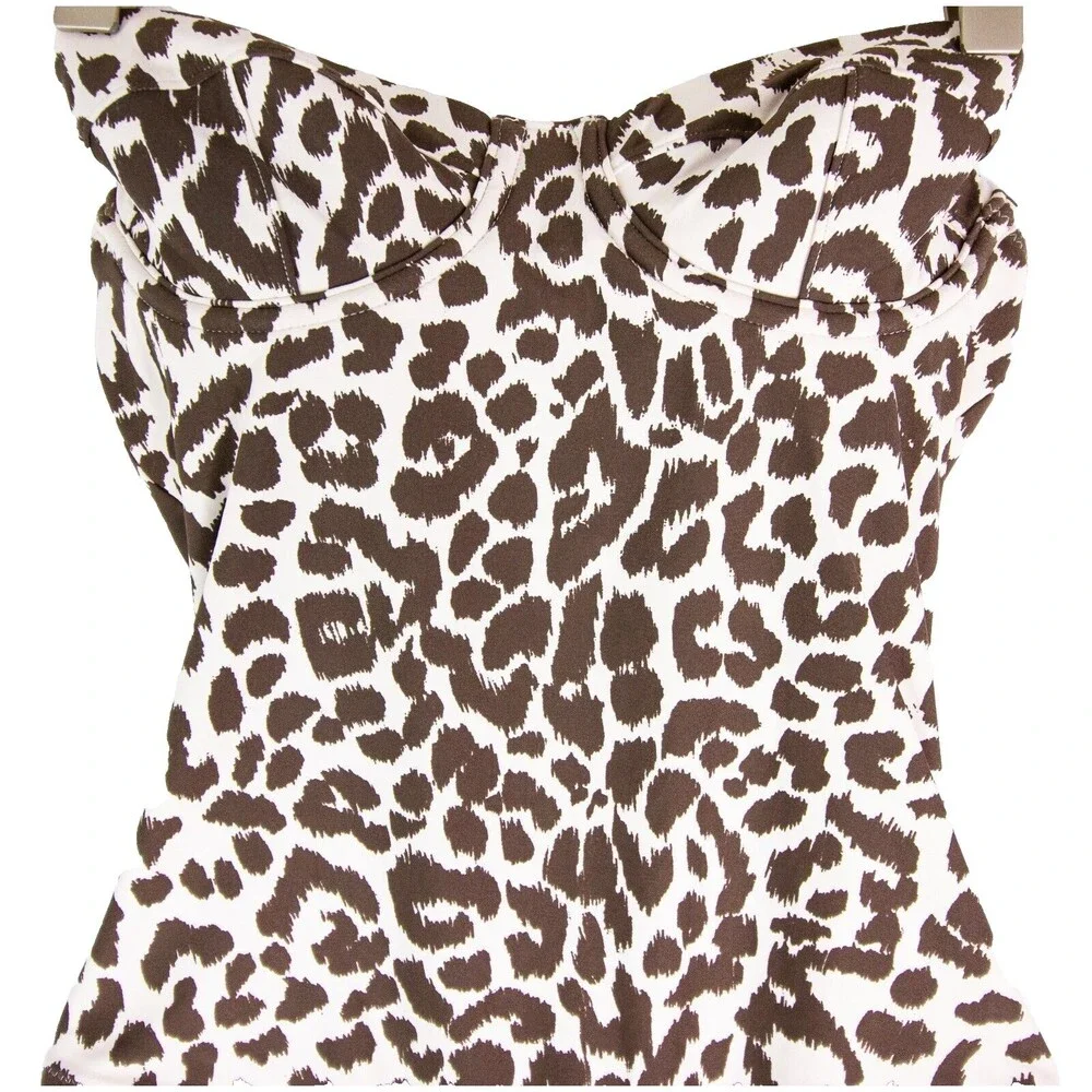 J.Crew Ruched Bandeau One-Piece Swimsuit Leopard Print Size 0 H7672